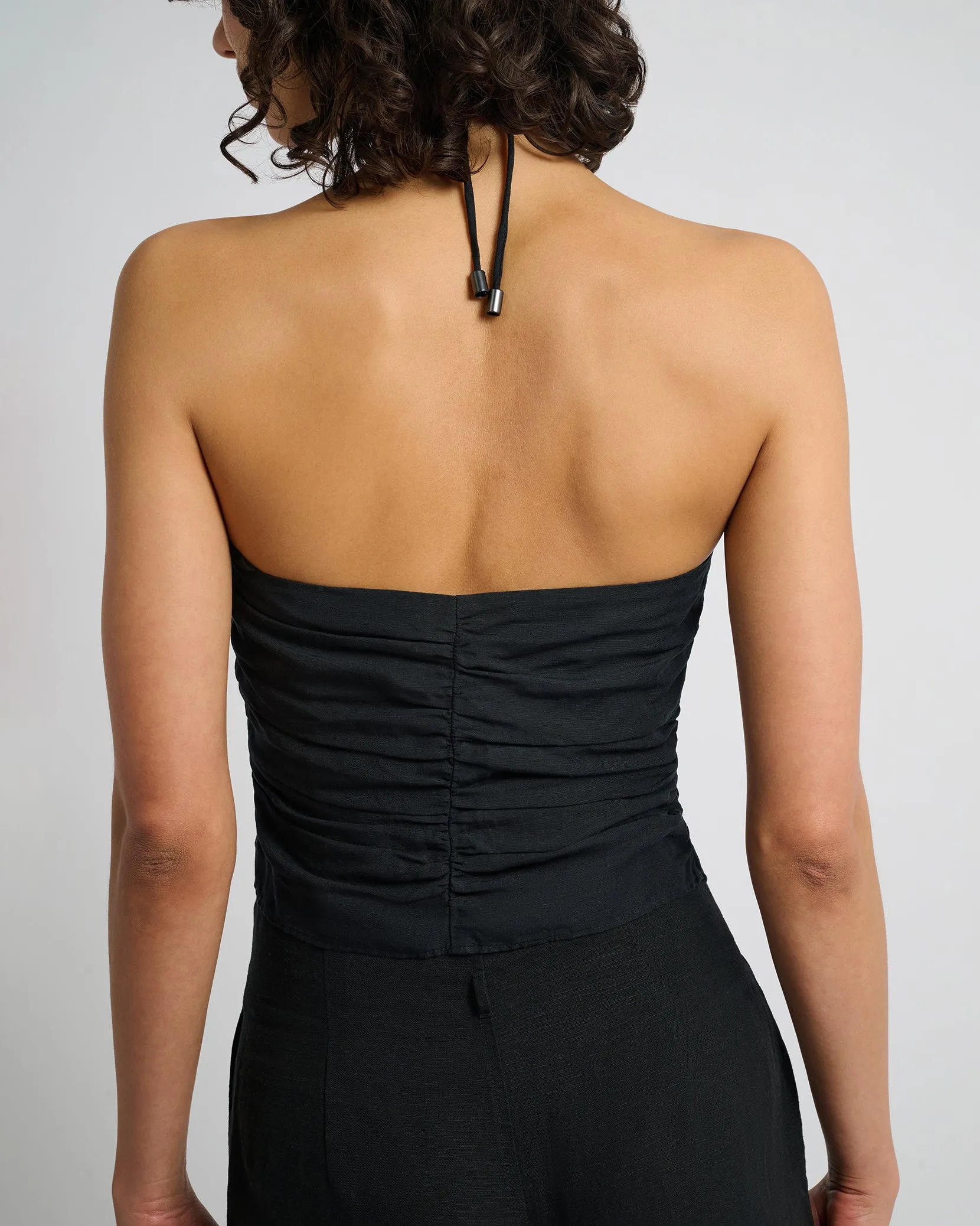 Air Linen Asymmetrical Halter Top
