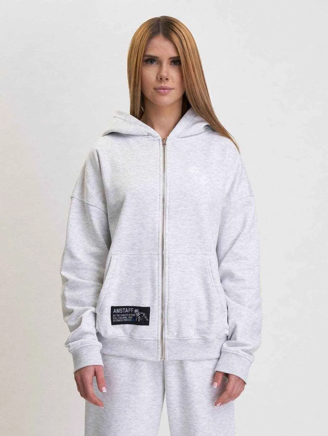 Amstaff Woman Basic Ziphoodie Grey