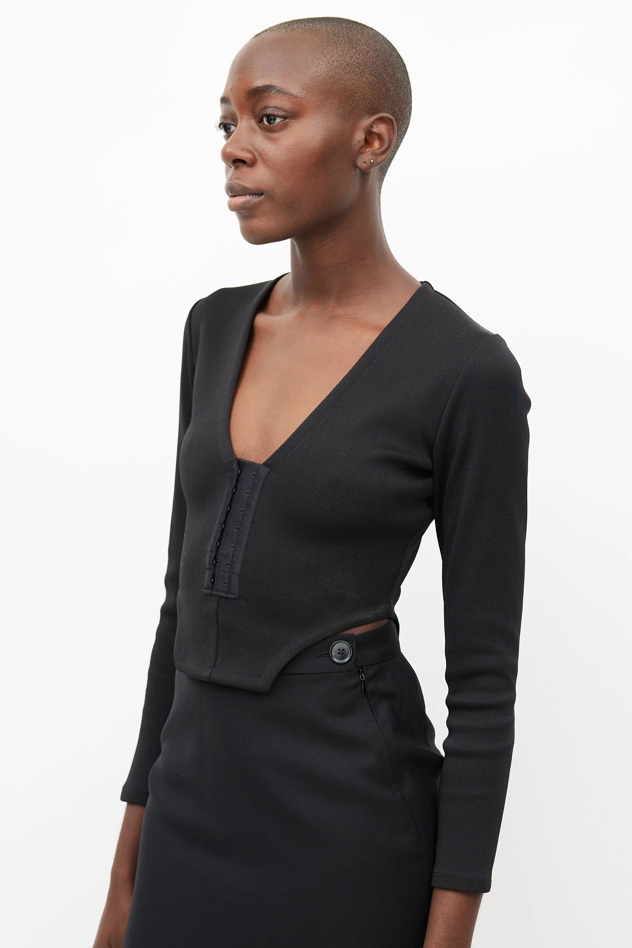 Black V-neck Top