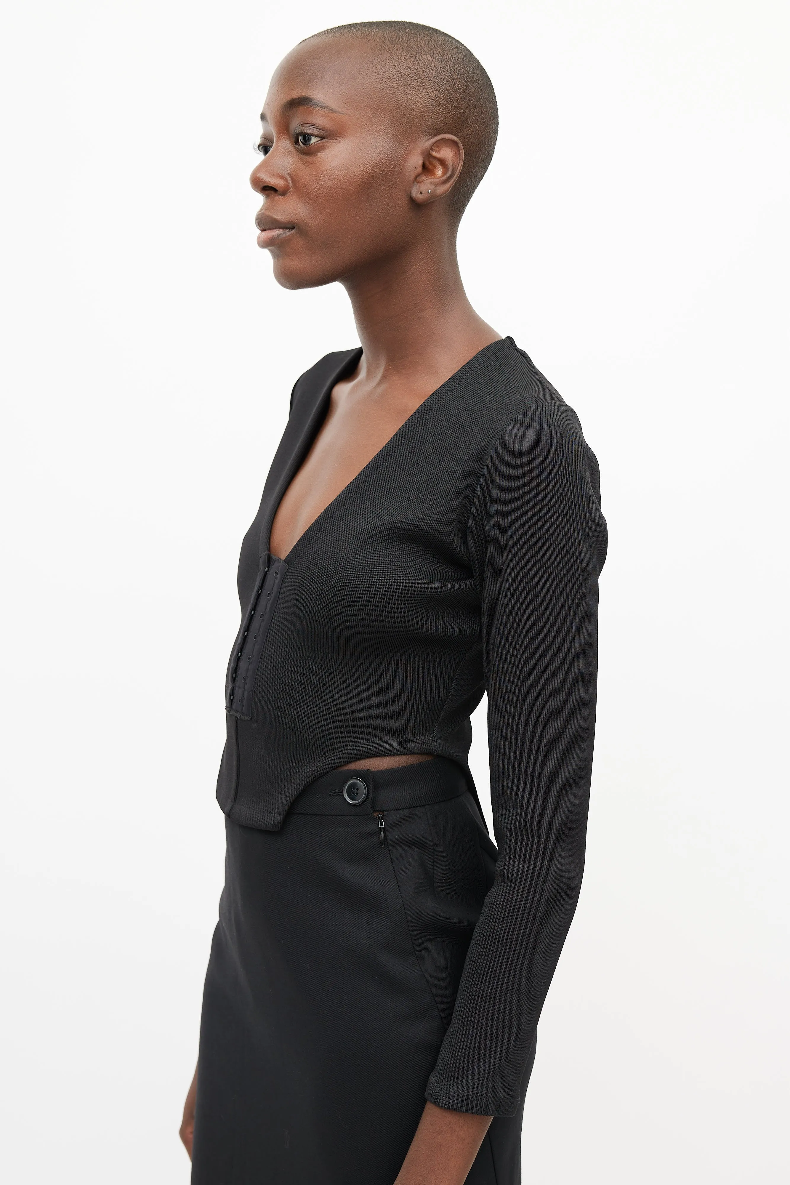 Black V-neck Top