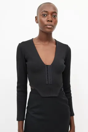 Black V-neck Top