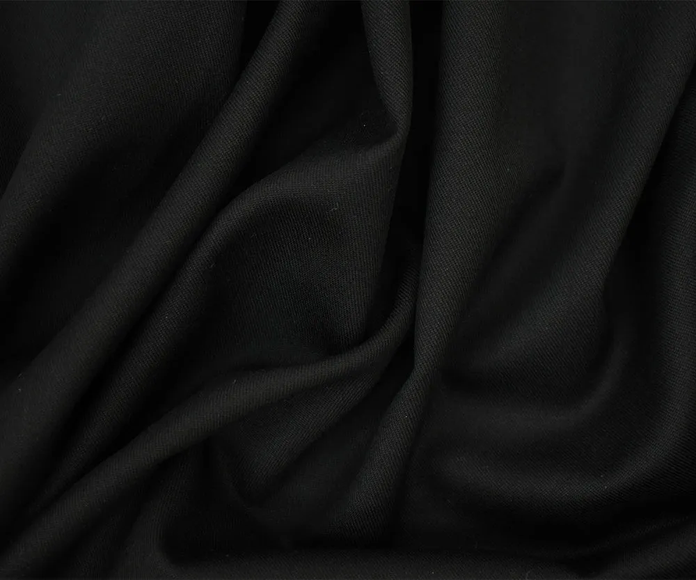 Black Wool Solid Twill Woven Suiting Fabric