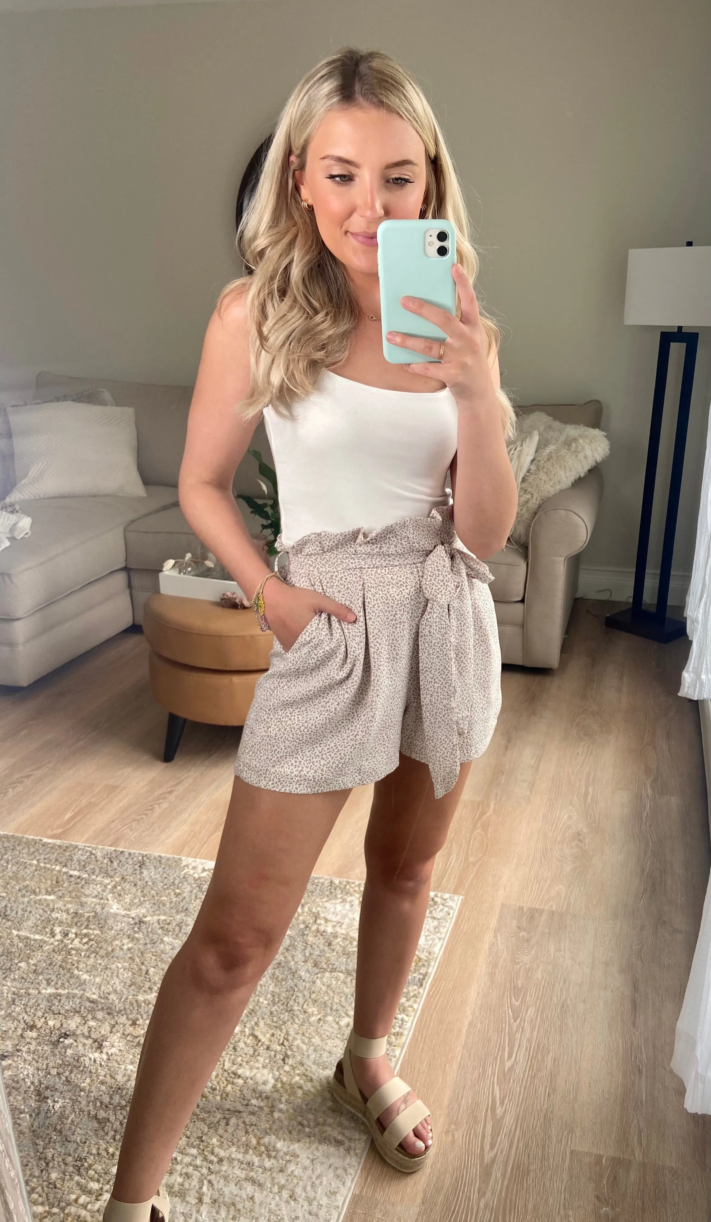 Cheetah Paperbag Belted Shorts