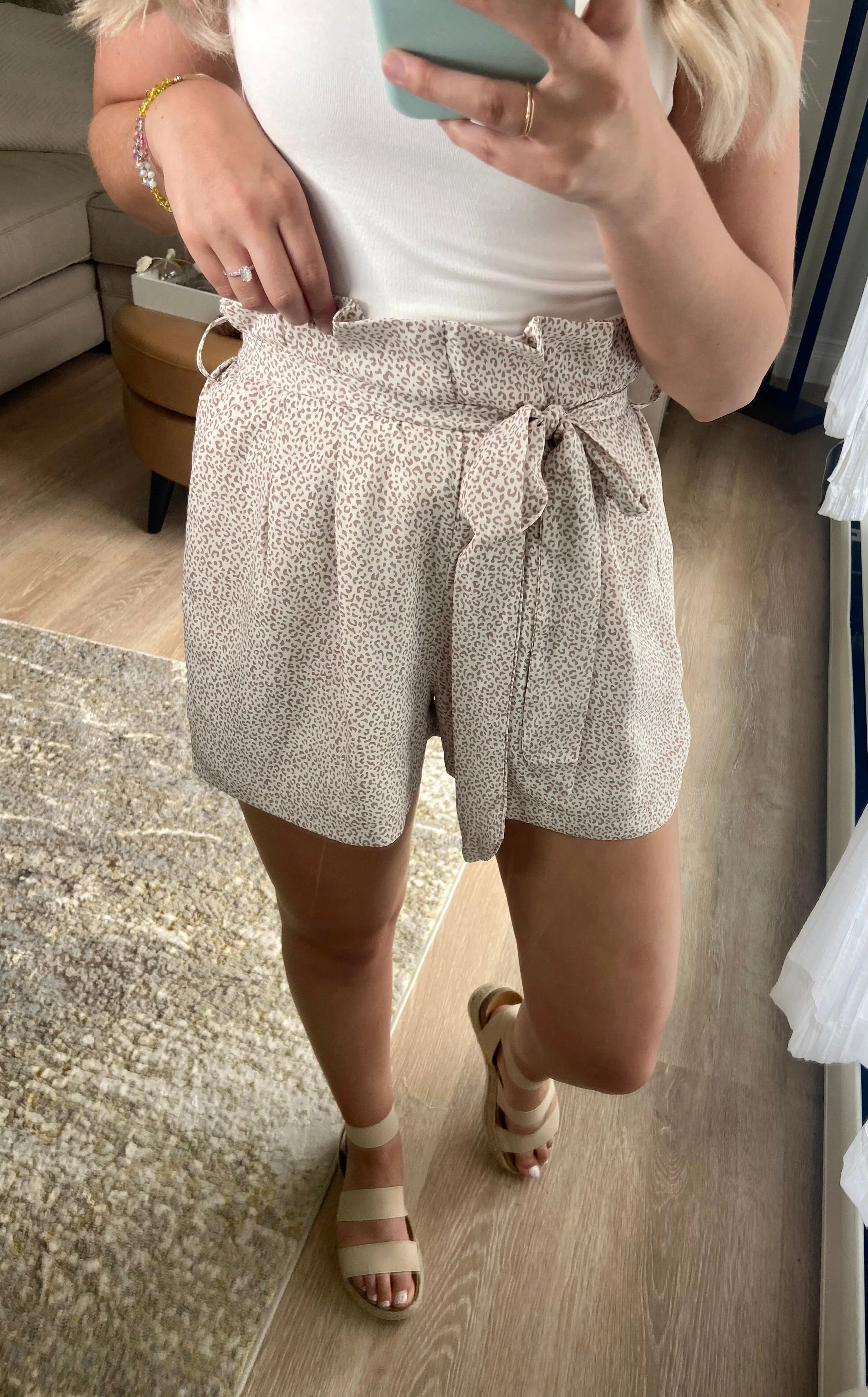 Cheetah Paperbag Belted Shorts