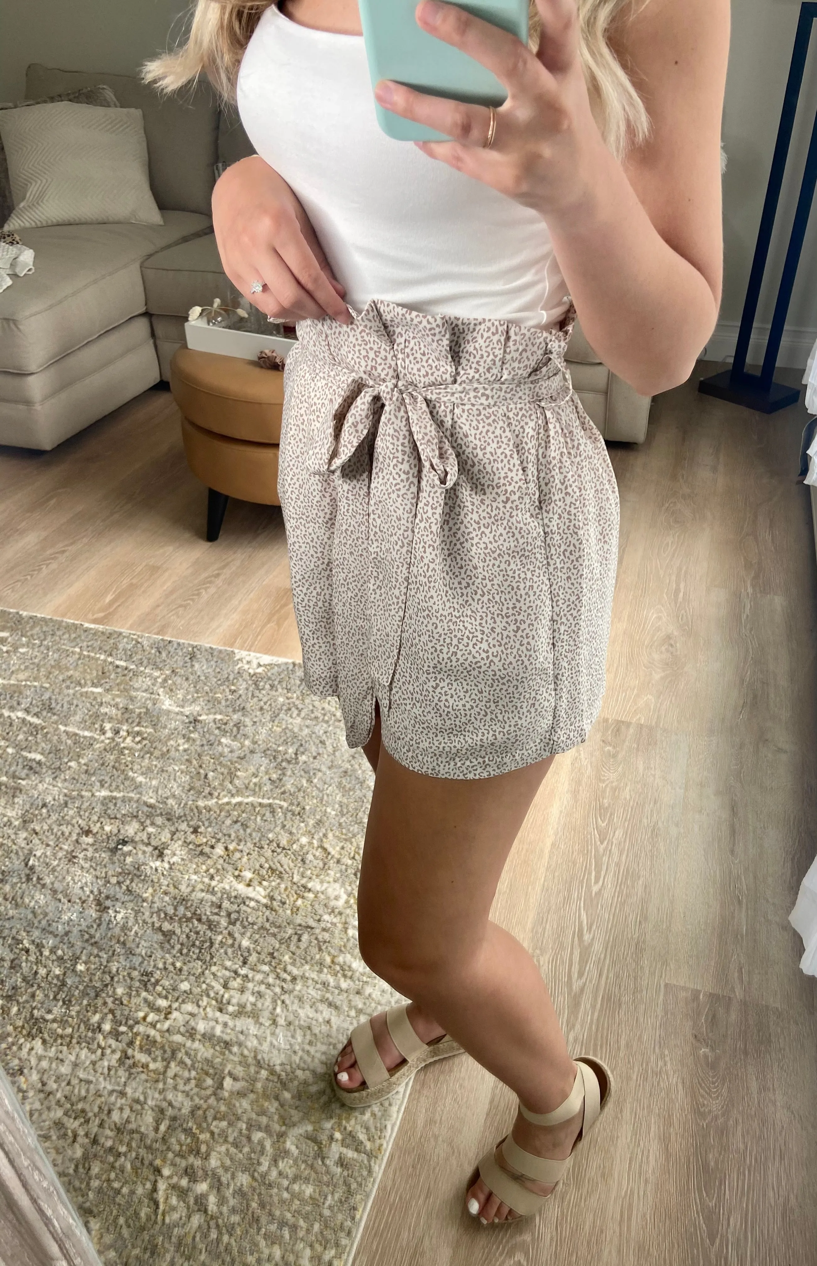 Cheetah Paperbag Belted Shorts