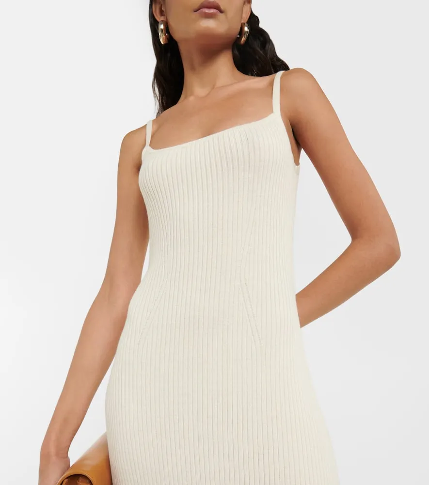 Chloe Ribbed-knit wool-blend slip dress