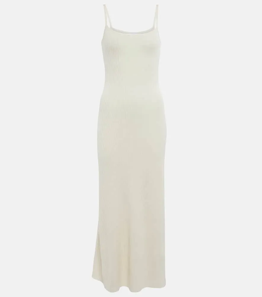 Chloe Ribbed-knit wool-blend slip dress