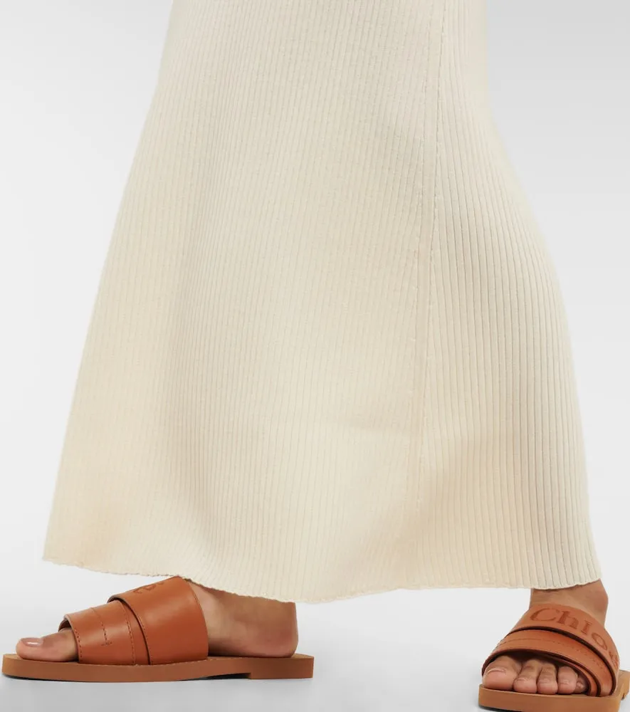 Chloe Ribbed-knit wool-blend slip dress