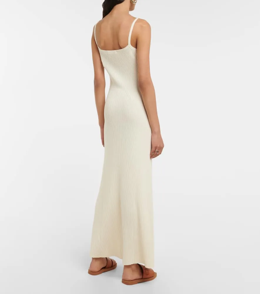 Chloe Ribbed-knit wool-blend slip dress