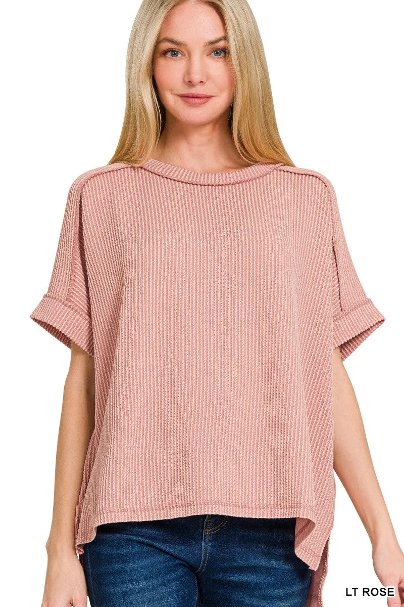 Christina Corded Tee-Rose