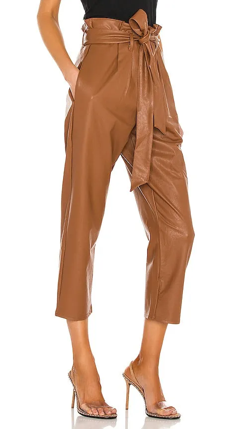 Commando Faux Leather Paperbag Pant in Brown