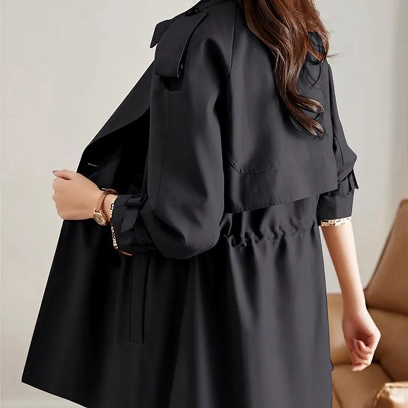  Fashionable High-End Women's Windbreaker With Mid-Length Lapel