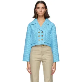 Fendi Blue and White Wool Vichy Jacket