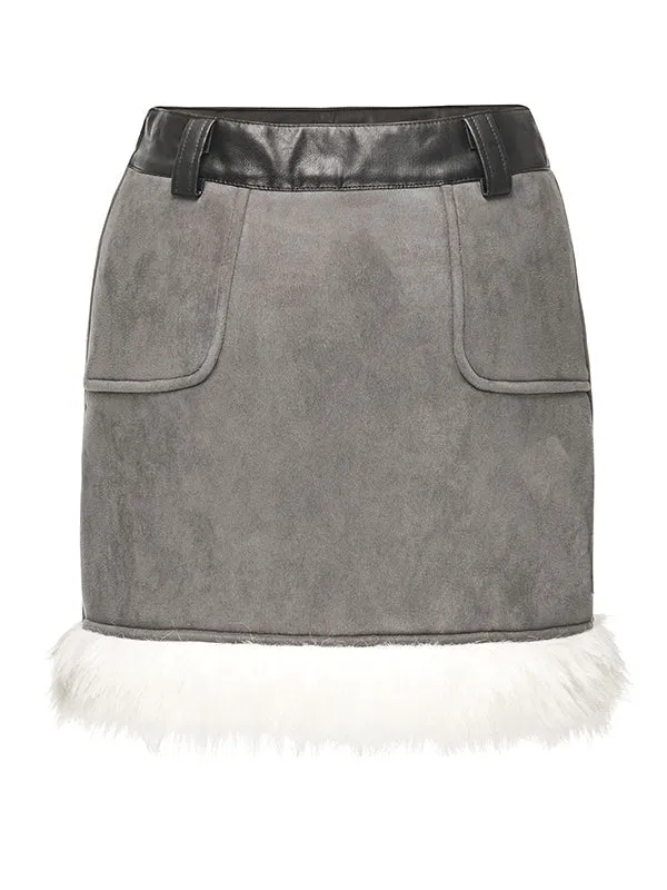 Fur Suede Jacket & Skirt