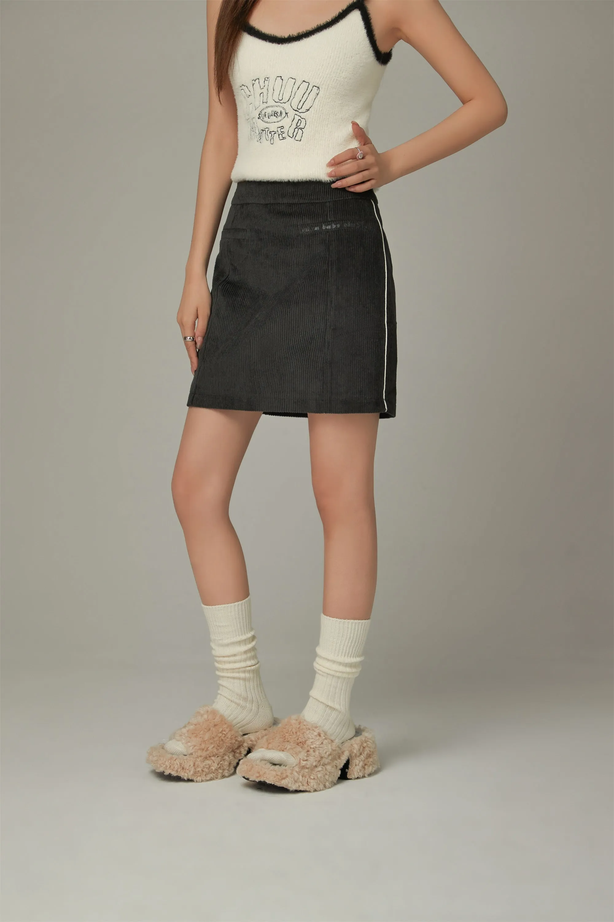 Lined Corduroy Mini Skirt
