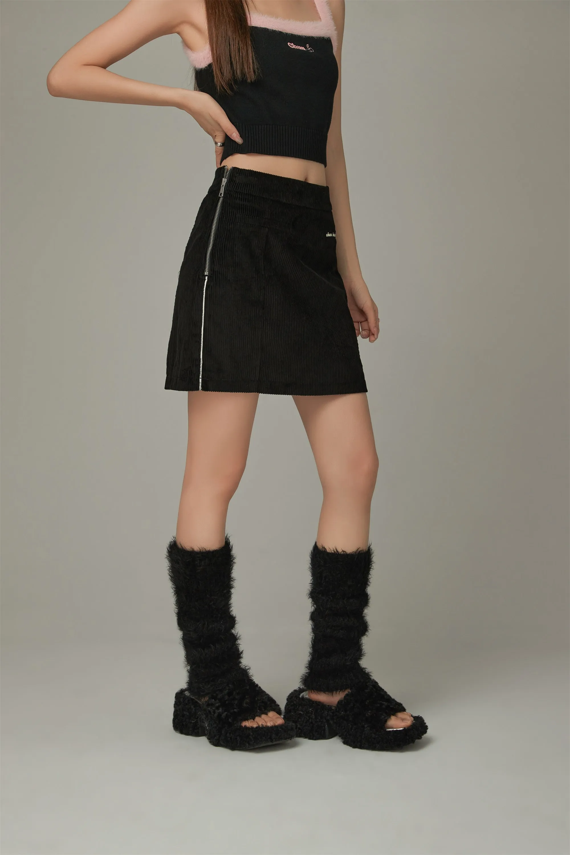Lined Corduroy Mini Skirt