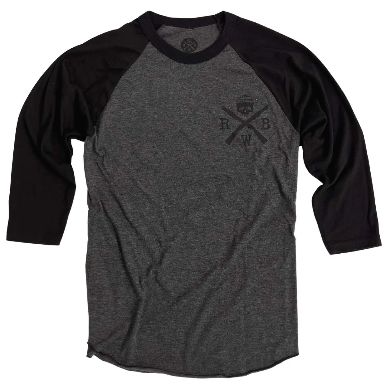 Men's Old Glory Baseball Raglan T Shirt (Heather Black / Black)