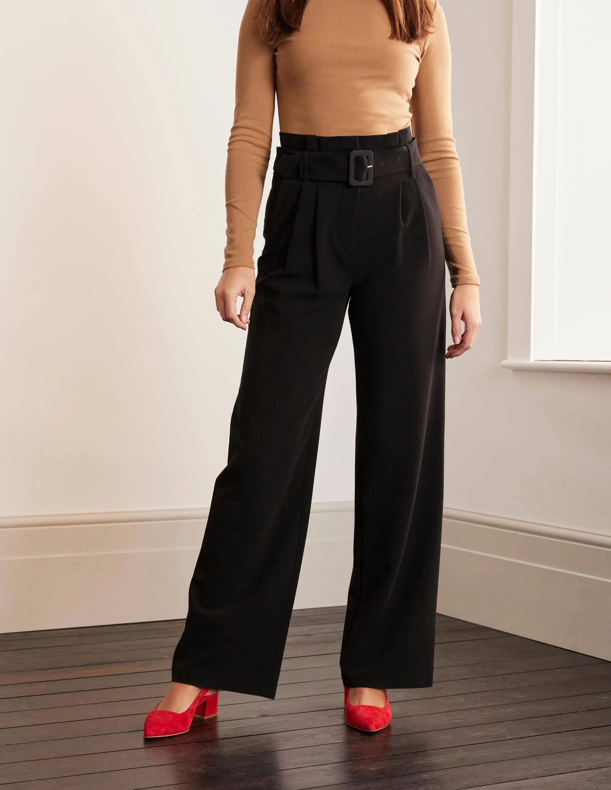 Powis Wide Leg Trousers-Black