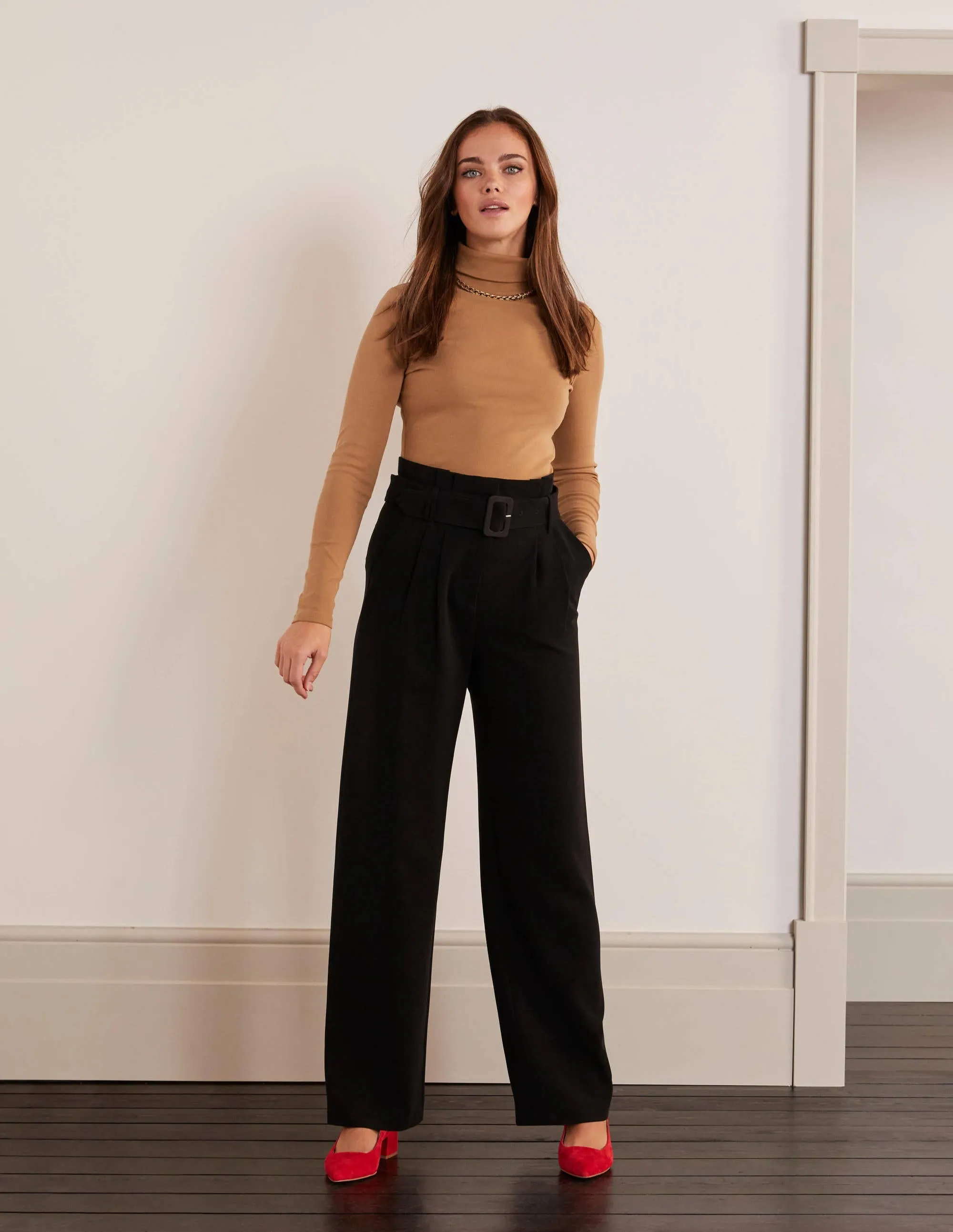 Powis Wide Leg Trousers-Black