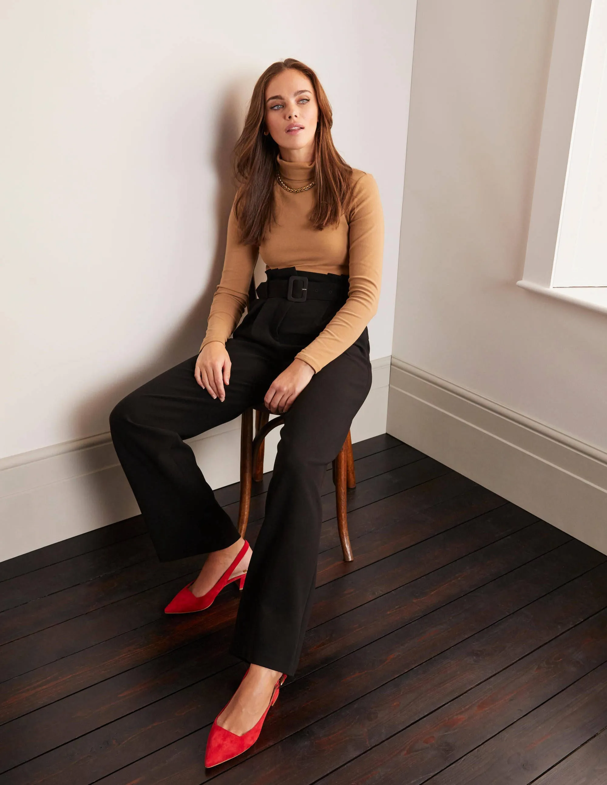 Powis Wide Leg Trousers-Black