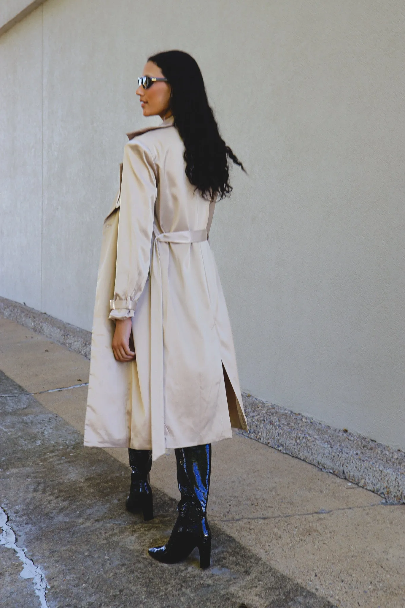 Stay Trendy Satin Trench Coat