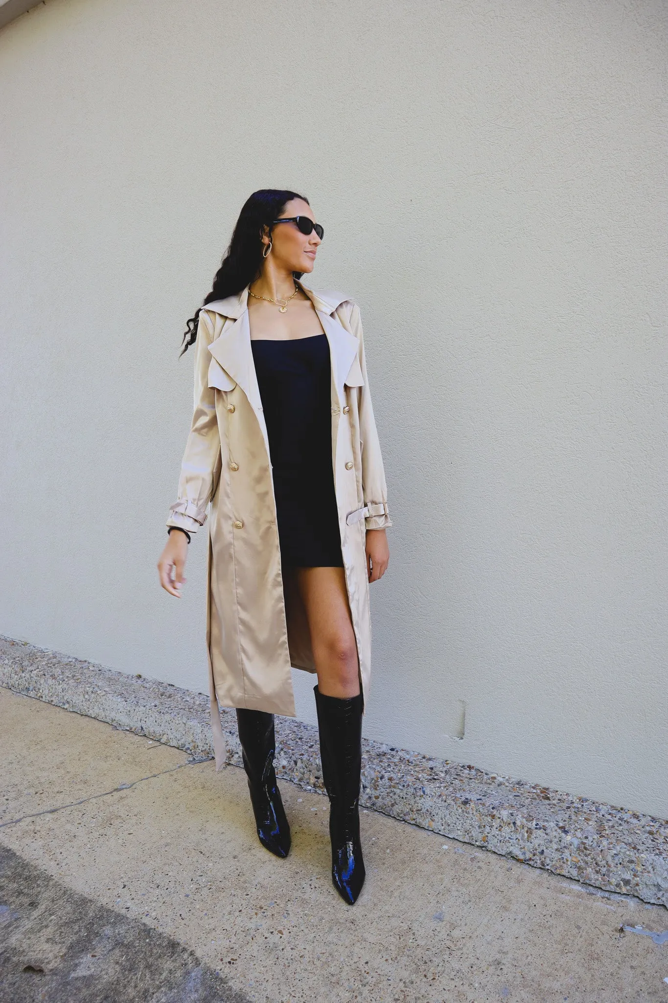 Stay Trendy Satin Trench Coat