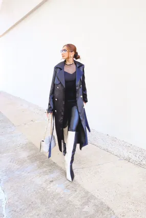 Stay Trendy Satin Trench Coat