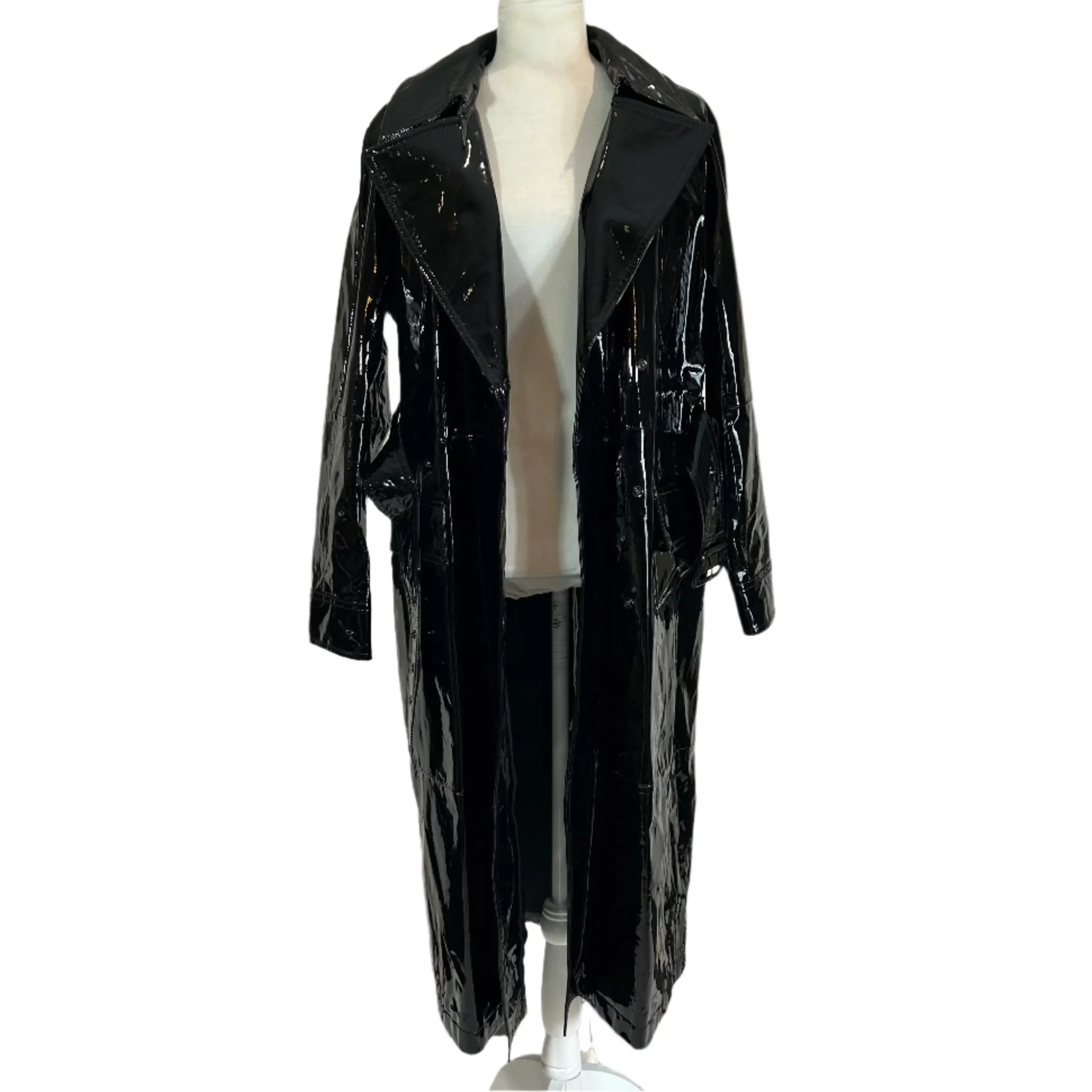 Tom Ford £6000 Black Patent Leather Trench Coat XS