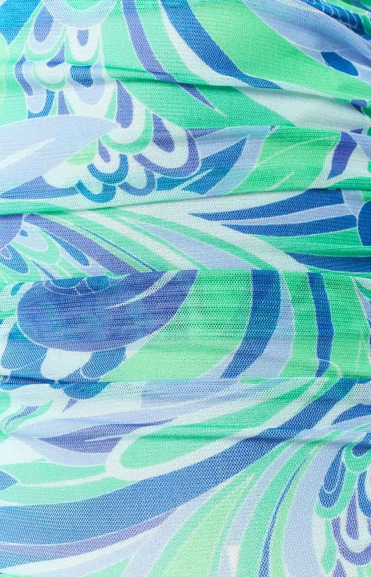 Violet Blue Print Mesh Mini Skirt