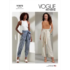 Vogue Pattern V1873 Misses' and Misses' Petite Pants and Tie Belt