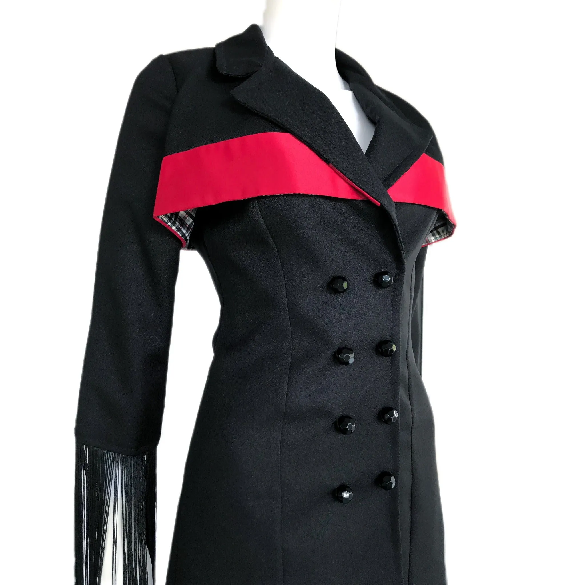 Women's Trench Blazer Dress with Fringe - Size 6