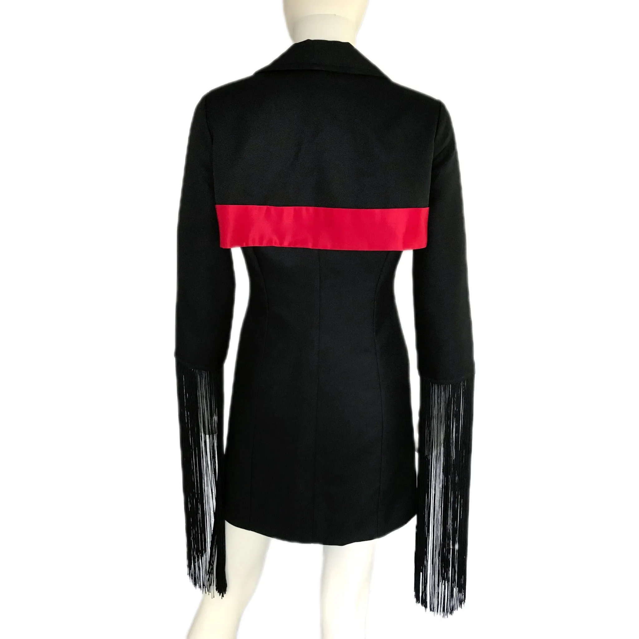 Women's Trench Blazer Dress with Fringe - Size 6